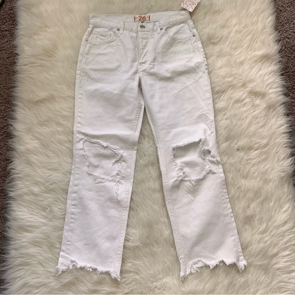 NWT Free People We the Free Maggie Distress MidRise Straight Crop Jeans Size26 - Picture 5 of 13